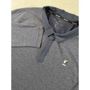 Nike Golf Dri-FIT Polo Shirt Men Medium Blue Long Sleeve Acorn 1898 Logo Heather